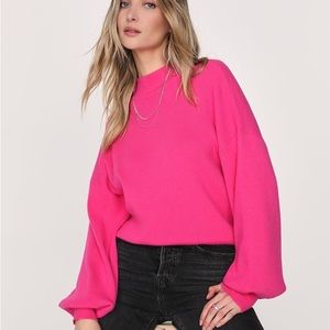 Hot pink long sleeve sweater from Lulu’s